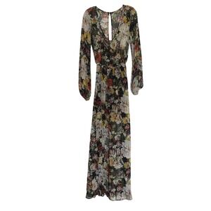 Show Me Your Mumu Floral Maxi Dress Long Sleeve Plunge Neck Womens S Event Party